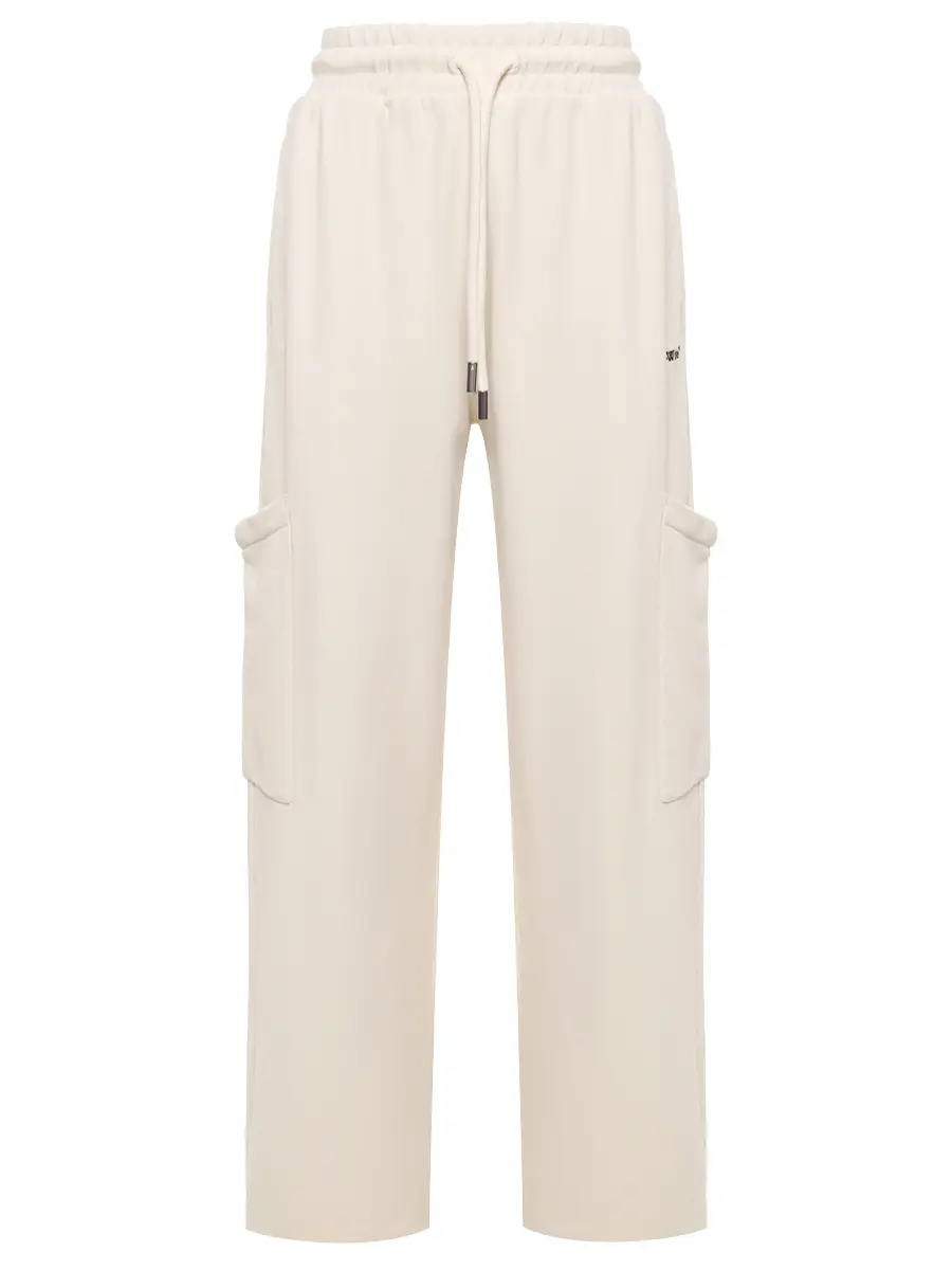 Брюки хлопковые OFF-WHITE OWCH025S25FLE0020B10 Кремовый 