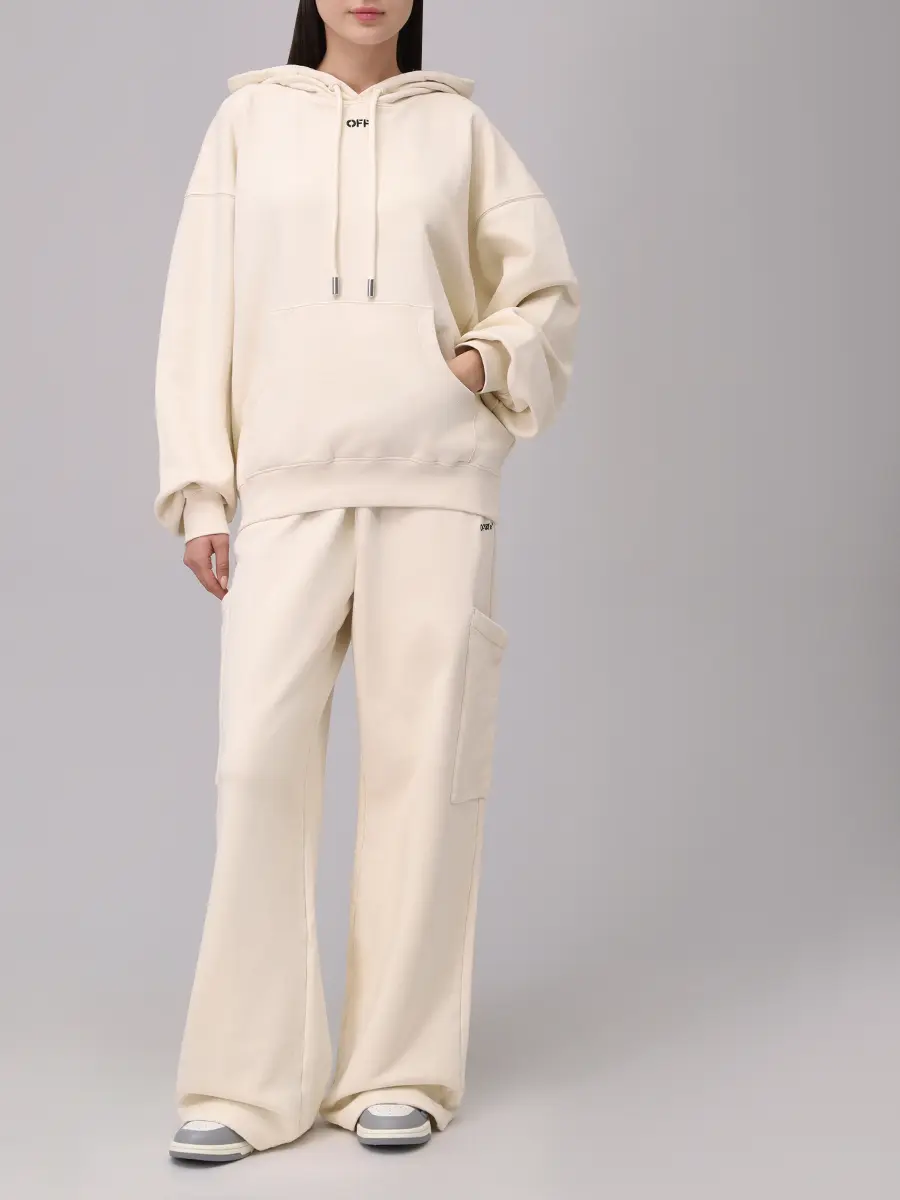Брюки хлопковые OFF-WHITE OWCH025S25FLE0020B10 Кремовый  Фото 2