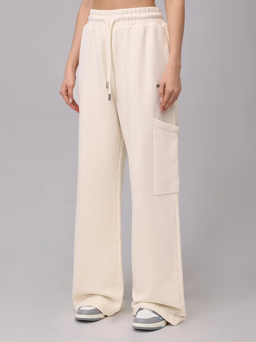 Брюки хлопковые OFF-WHITE OWCH025S25FLE0020B10 Кремовый  Фото 4