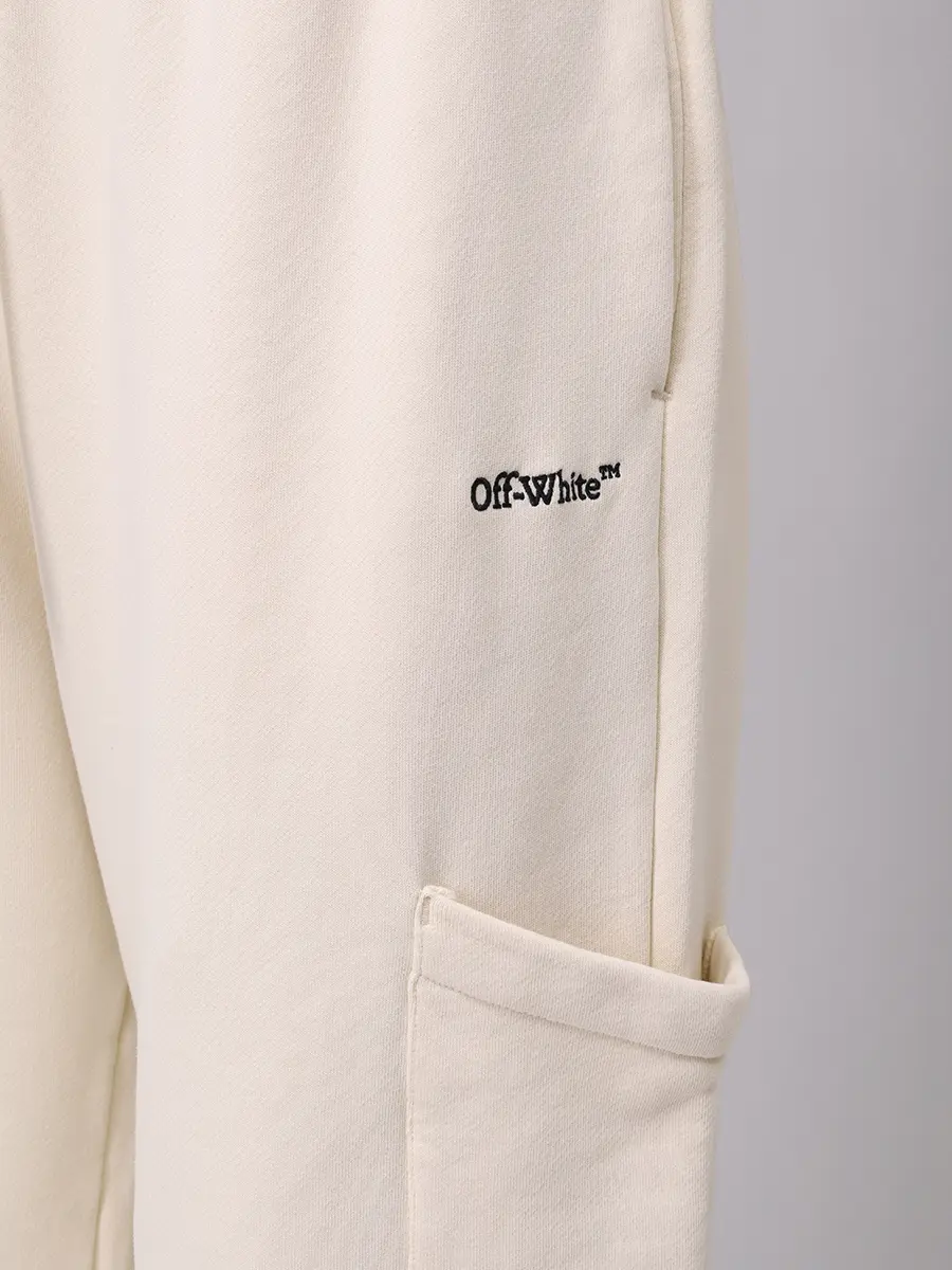 Брюки хлопковые OFF-WHITE OWCH025S25FLE0020B10 Кремовый  Фото 5