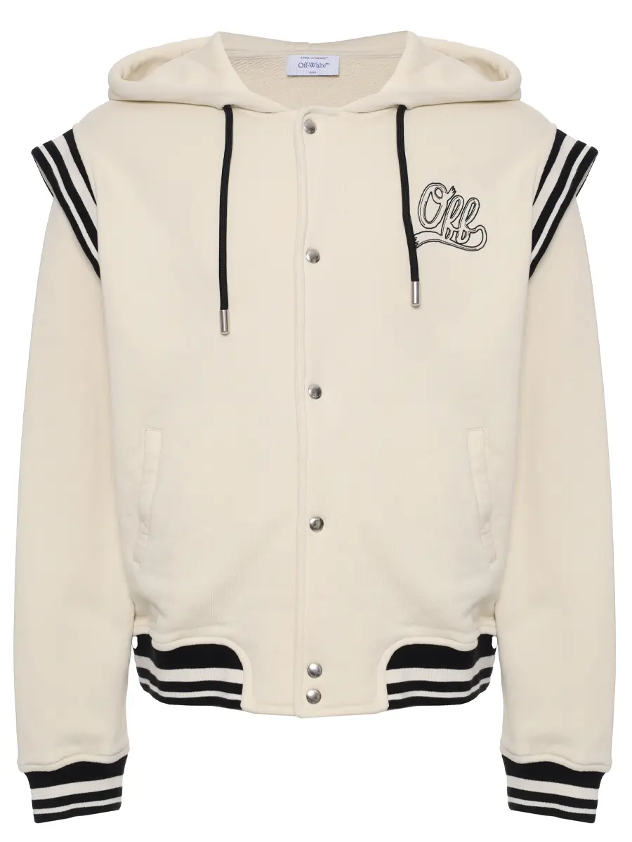 Бомбер хлопковый OFF-WHITE OMEK003S25JER0010B0B Кремовый 