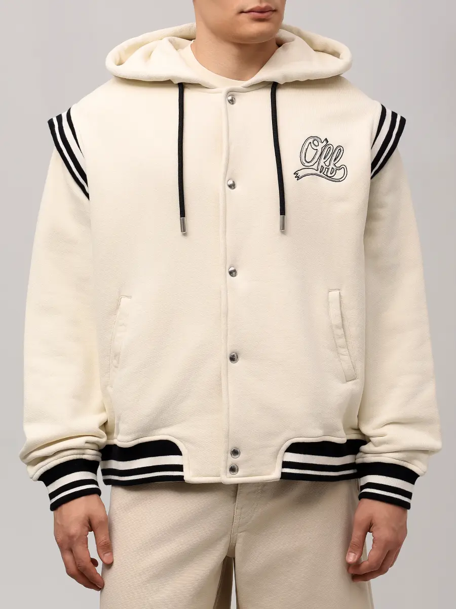Бомбер хлопковый OFF-WHITE OMEK003S25JER0010B0B Кремовый  Фото 4