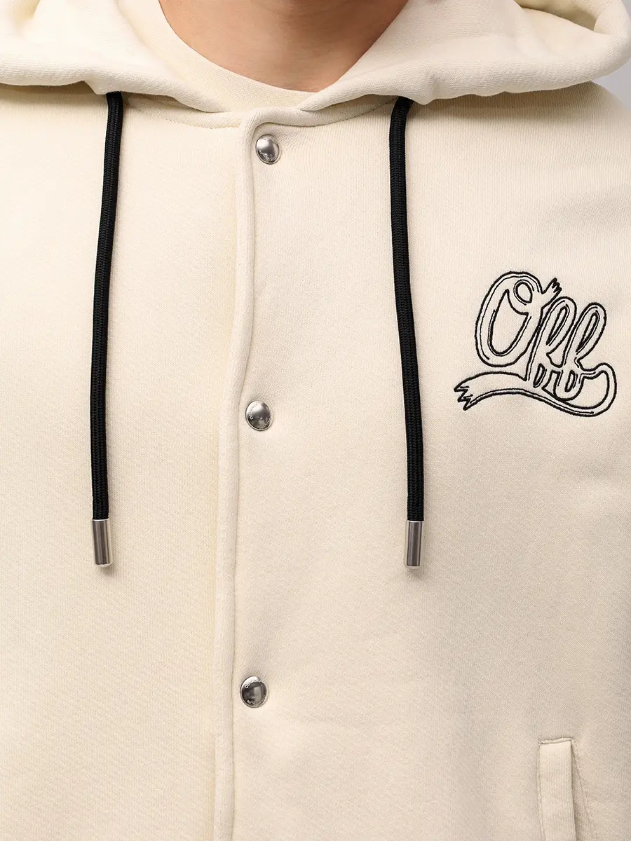 Бомбер хлопковый OFF-WHITE OMEK003S25JER0010B0B Кремовый  Фото 5