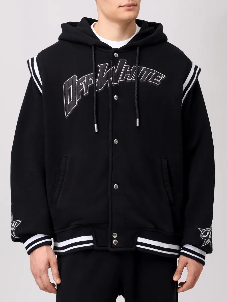 Бомбер хлопковый OFF-WHITE OMEK003S25JER0021040 Черный  Фото 4
