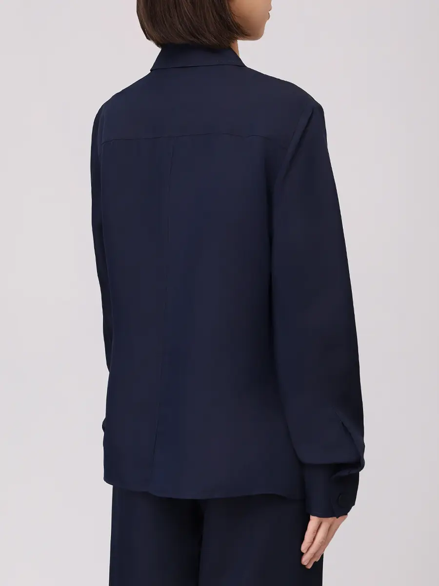 Рубашка из вискозы и шелка CO 1239DVST 410 Синий  Фото 3