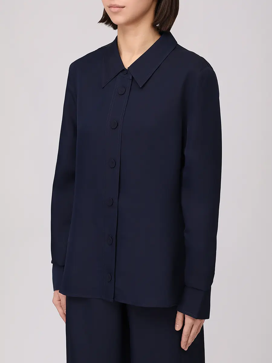 Рубашка из вискозы и шелка CO 1239DVST 410 Синий  Фото 4