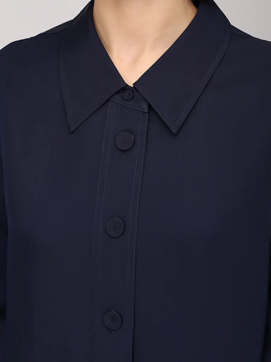 Рубашка из вискозы и шелка CO 1239DVST 410 Синий  Фото 5