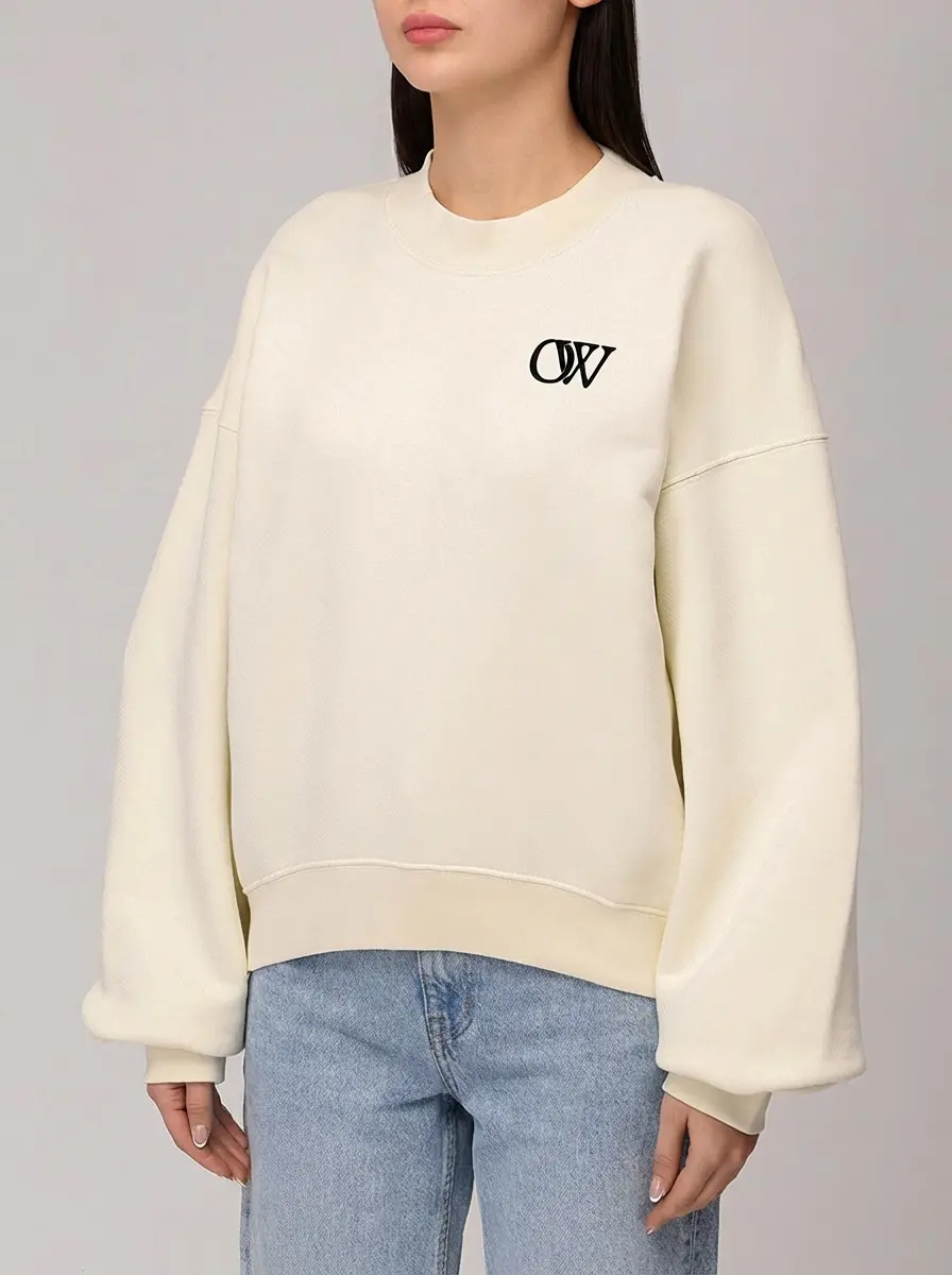 Толстовка хлопковая OFF-WHITE OWBA075F23JER006 Кремовый  Фото 4