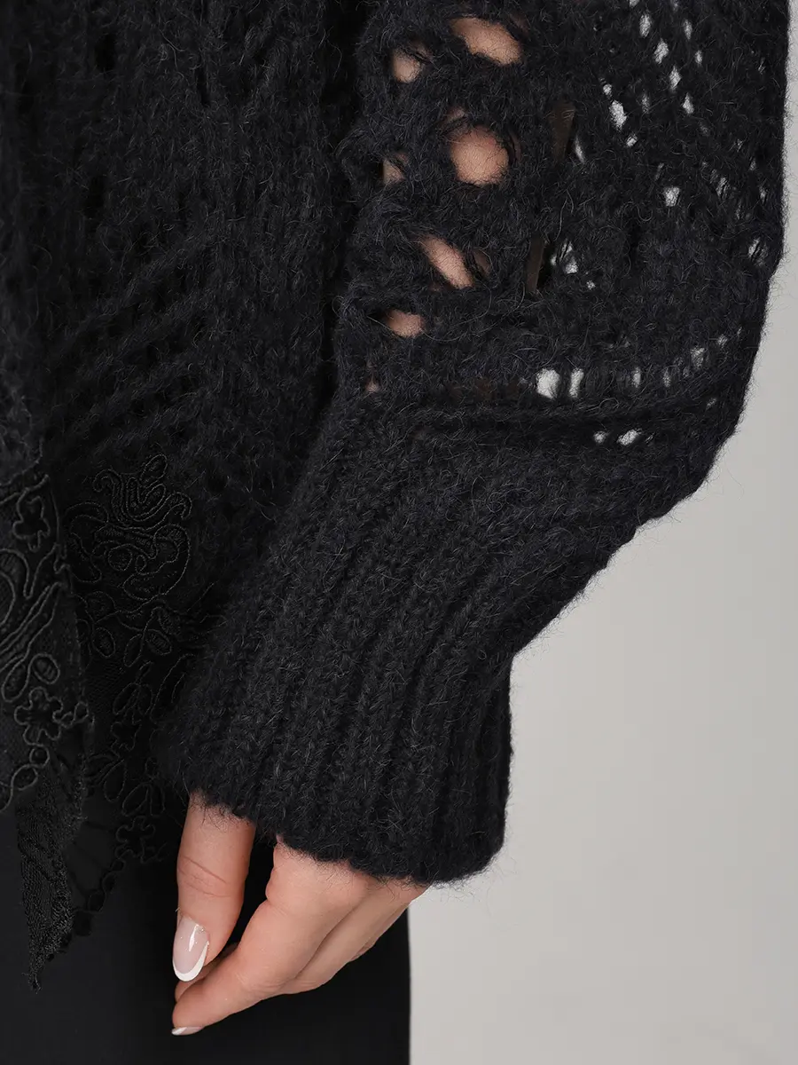 Джемпер с кружевом MAURIZIO W08140280 Черный  Фото 5