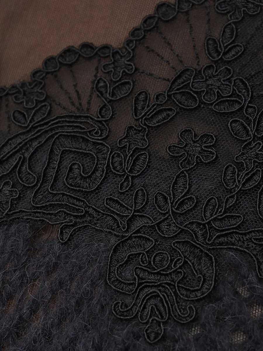 Джемпер с кружевом MAURIZIO W08140280 Черный  Фото 6