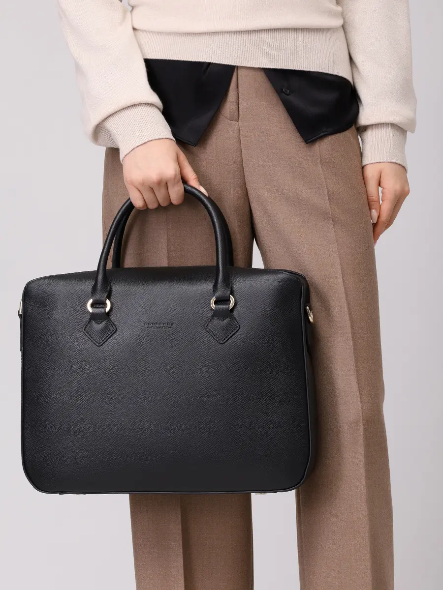 Сумка кожаная Cassetta POURCHET CASSETTA 77103 Noir Черный  Фото 2