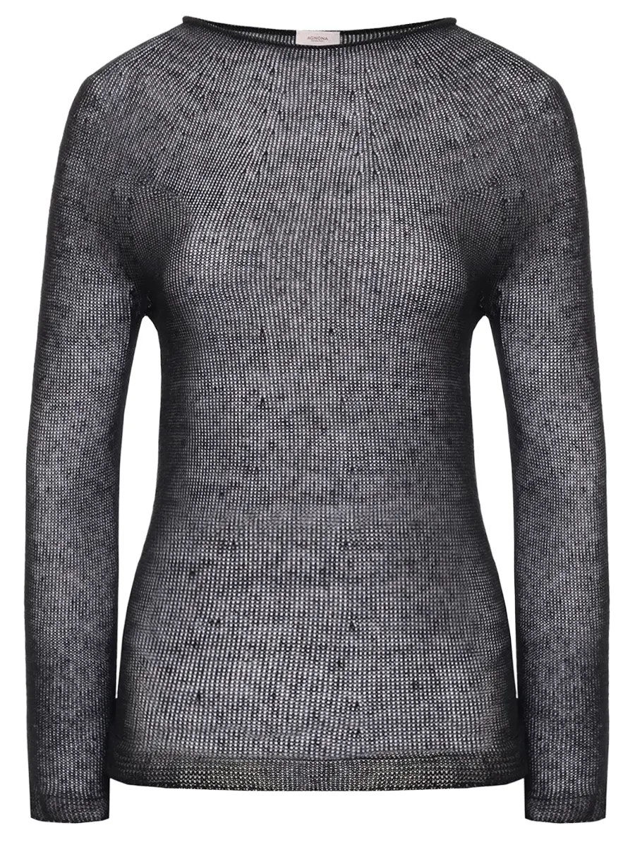 Джемпер из шелка и льна AGNONA K10701U-4D180U-K09 Черный 
