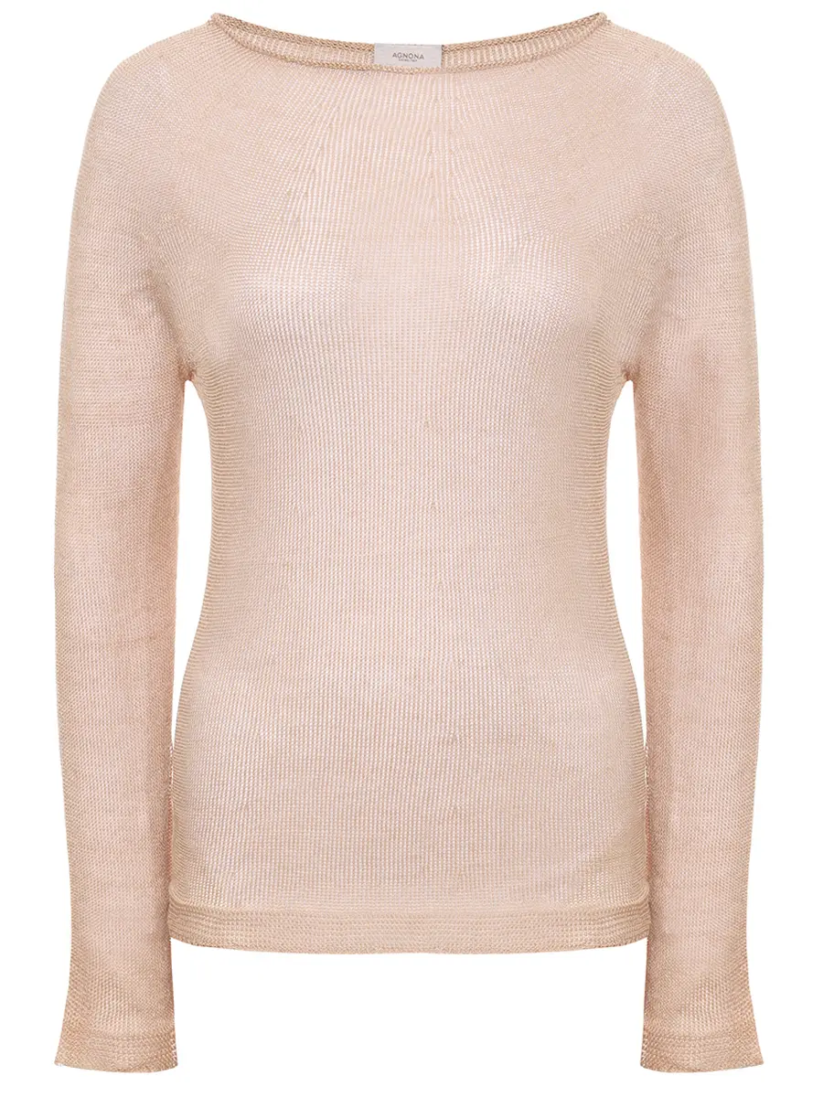 Джемпер из шелка и льна AGNONA K10701U-4D180U-N18 Бежевый 