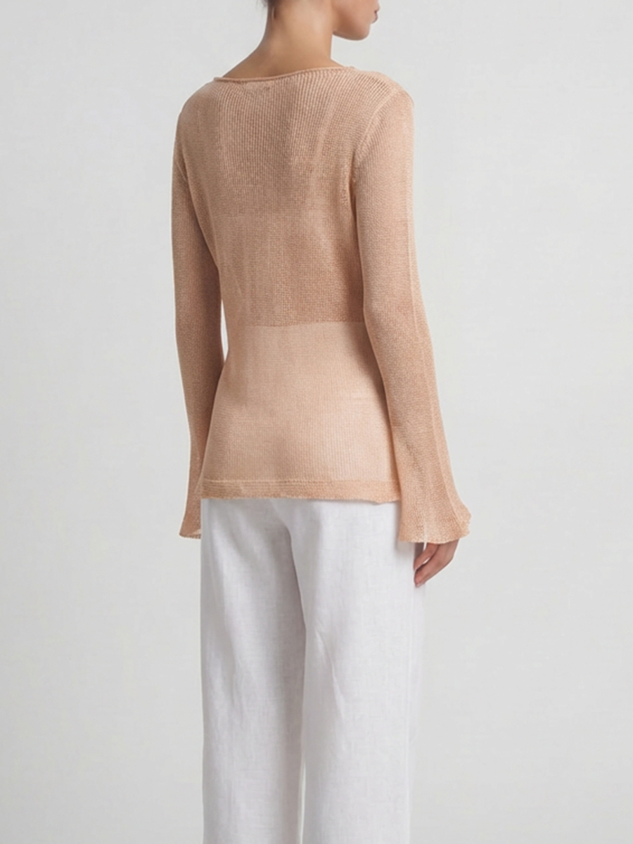 Джемпер из шелка и льна AGNONA K10701U-4D180U-N18 Бежевый  Фото 3