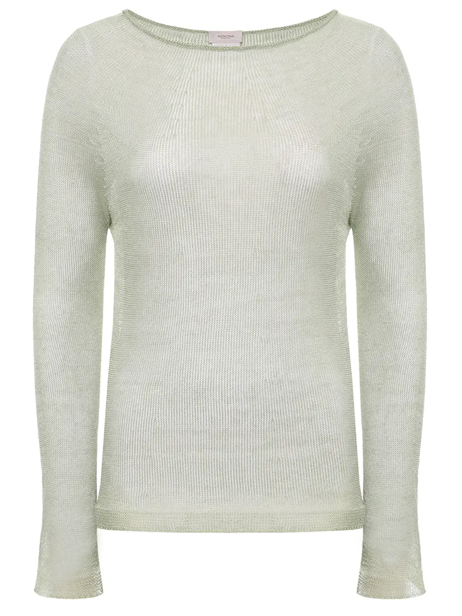 Джемпер из шелка и льна AGNONA K10701U-4D180U-Z07 Мятный 