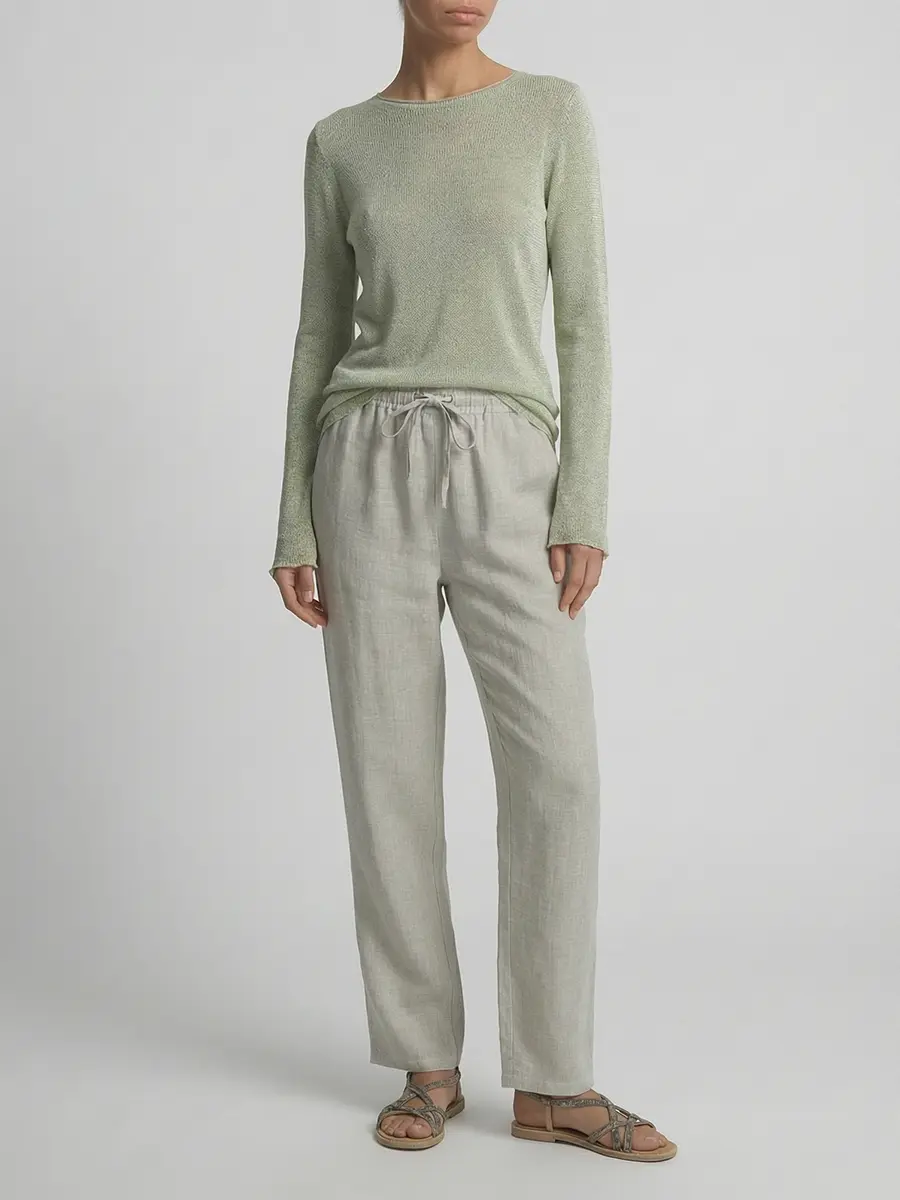 Джемпер из шелка и льна AGNONA K10701U-4D180U-Z07 Мятный  Фото 2