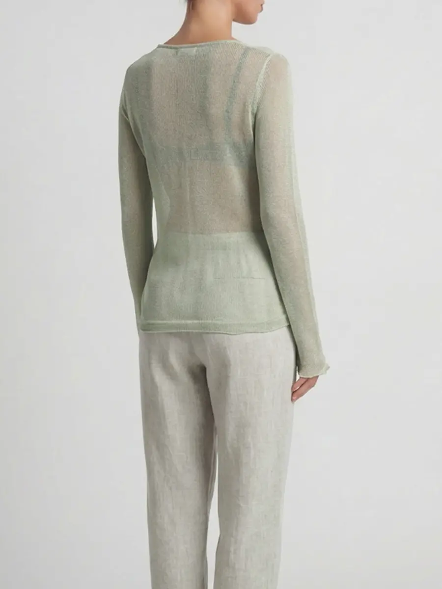 Джемпер из шелка и льна AGNONA K10701U-4D180U-Z07 Мятный  Фото 3