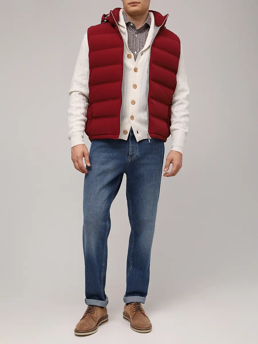 Рубашка Slim Fit хлопковая BRUNELLO CUCINELLI MY6461718 C026 Коричневый  Фото 2