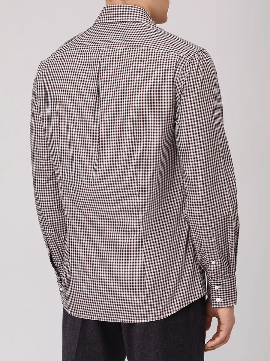 Рубашка Slim Fit хлопковая BRUNELLO CUCINELLI MY6461718 C026 Коричневый  Фото 3