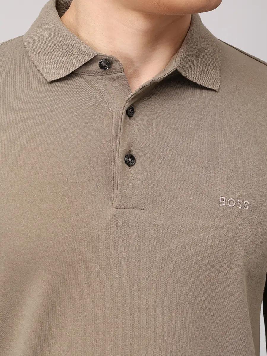 Поло хлопковое BOSS 50468392/245 Хаки  Фото 5