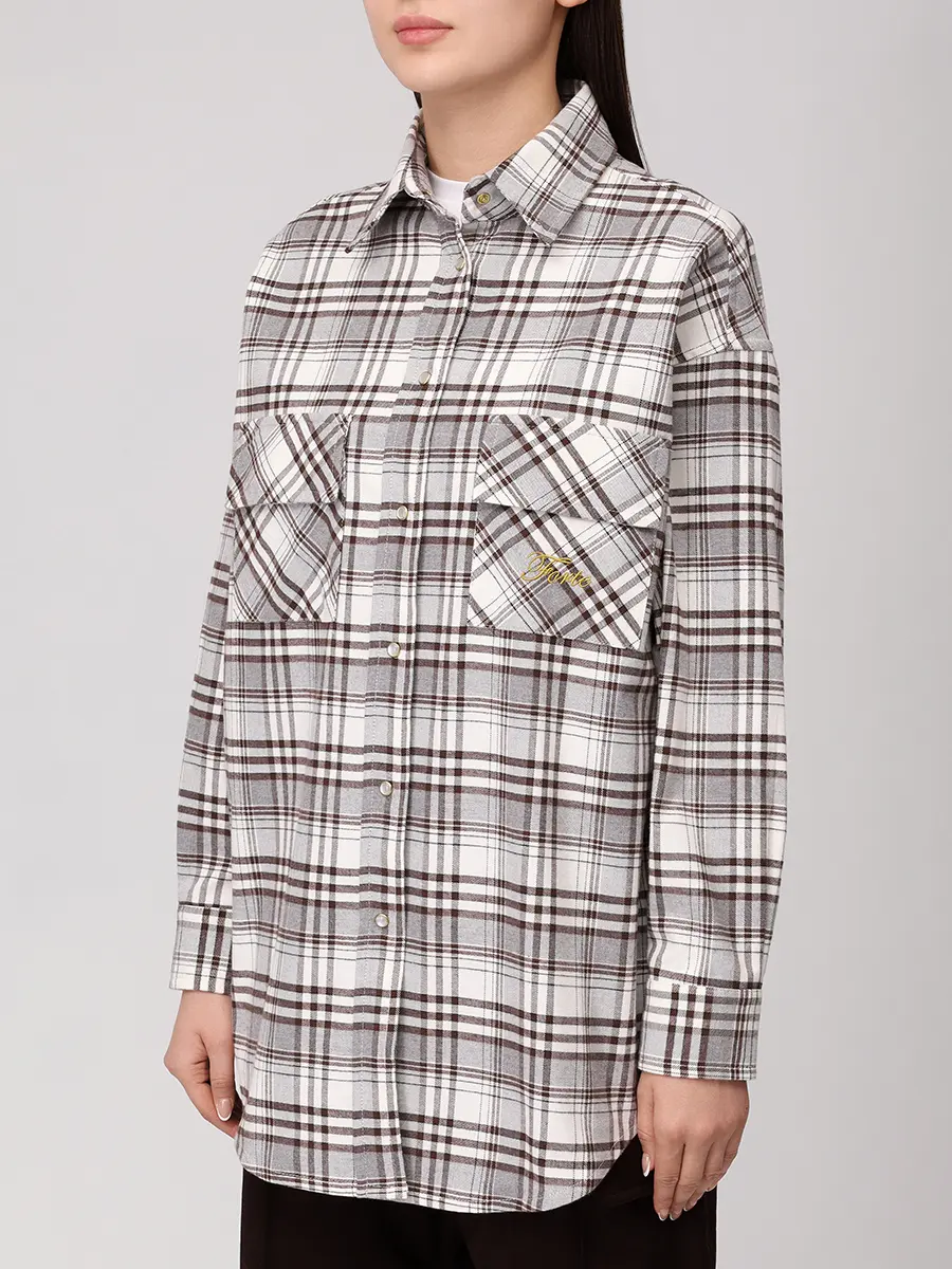 Рубашка хлопковая FORTE DEI MARMI COUTURE 24WF3102 Коричневый  Фото 4