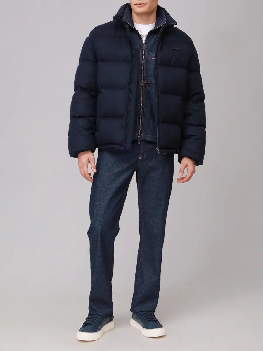 Пуховик из кашемира PRADA SGC921 17XT F0008 Синий  Фото 2