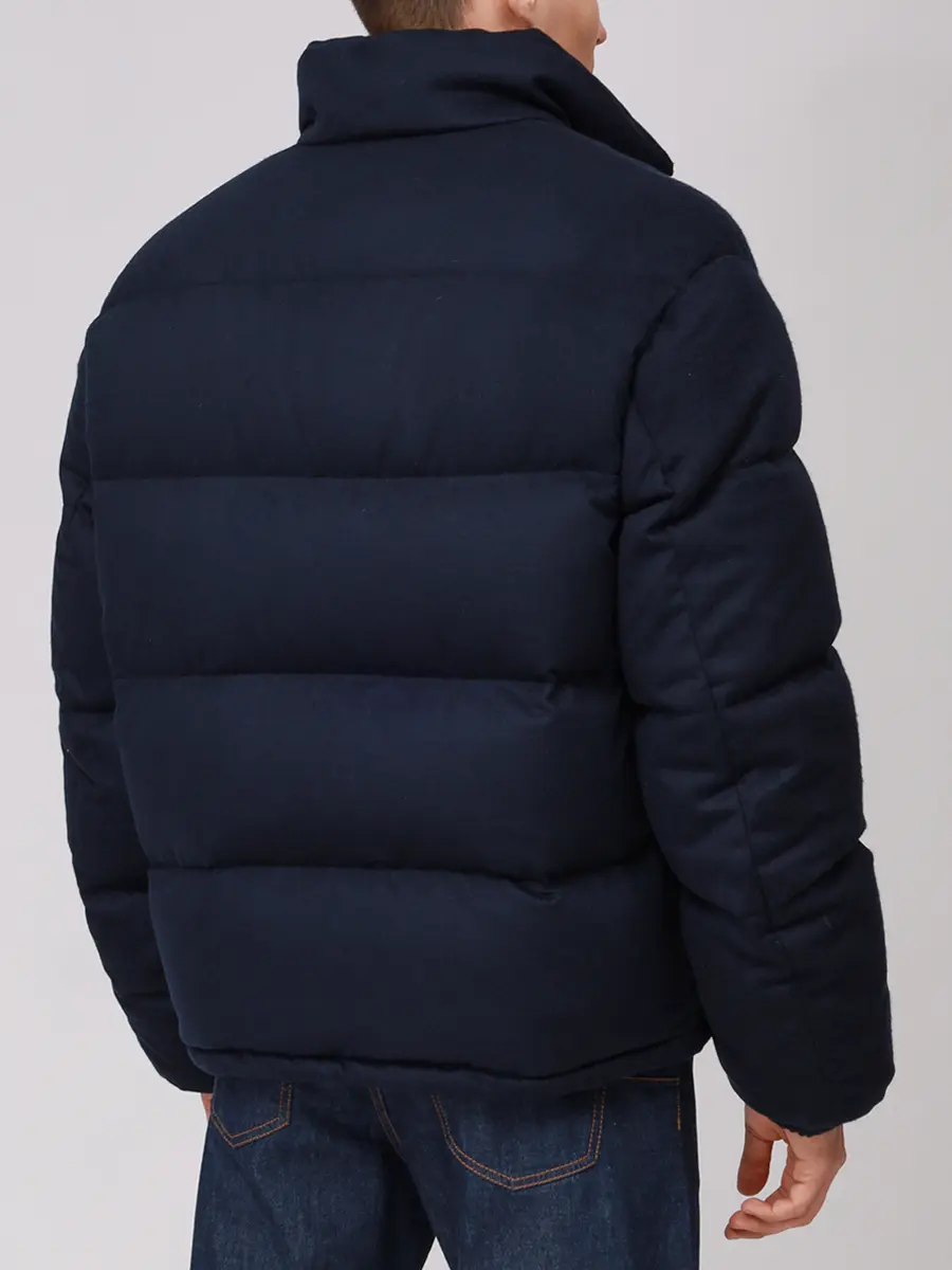 Пуховик из кашемира PRADA SGC921 17XT F0008 Синий  Фото 3