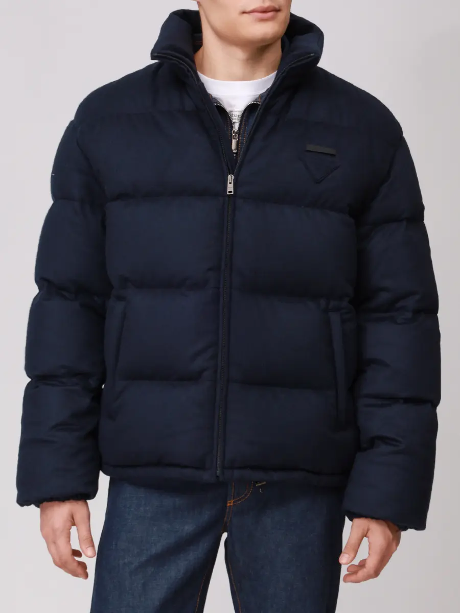 Пуховик из кашемира PRADA SGC921 17XT F0008 Синий  Фото 4