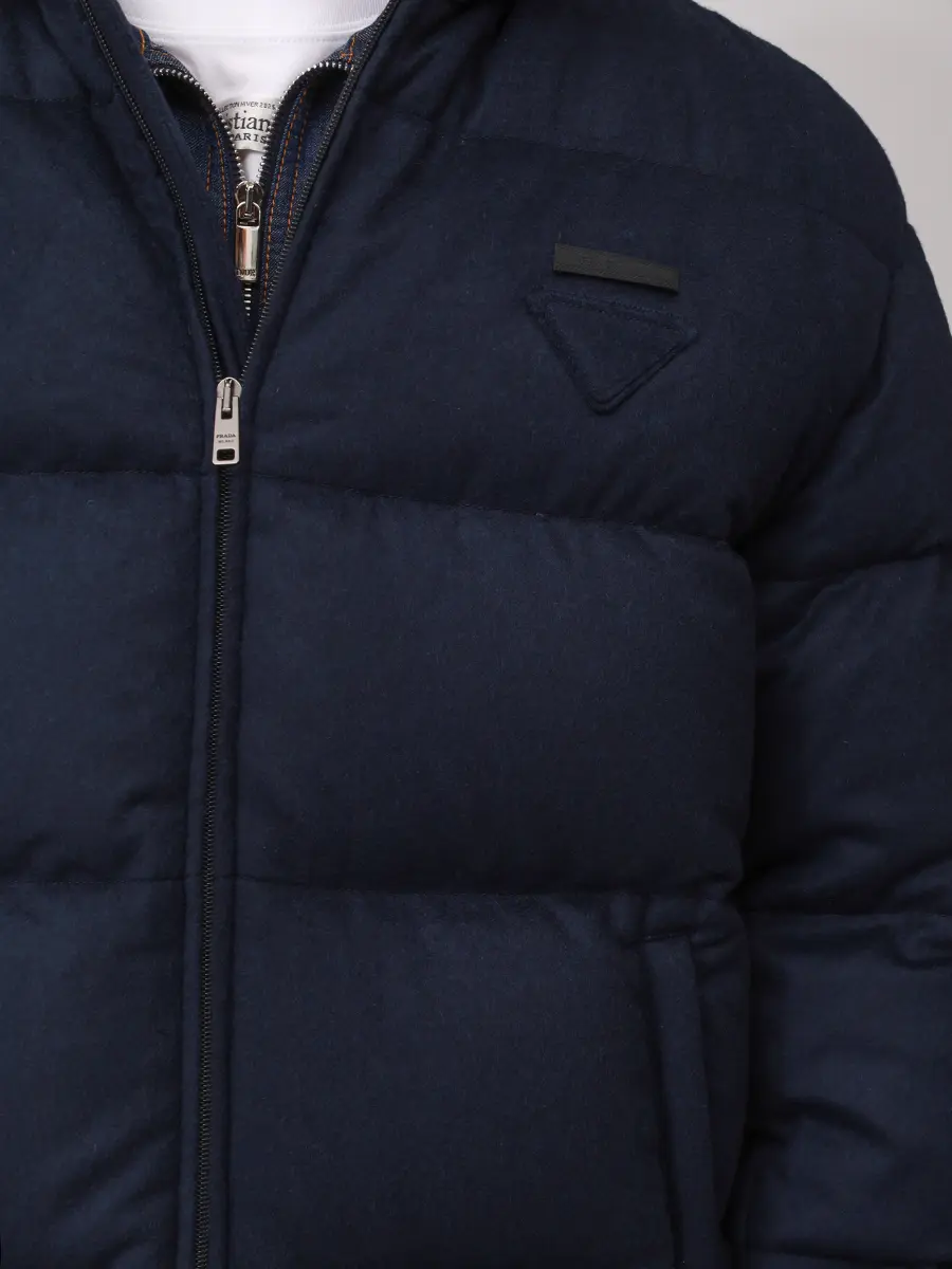 Пуховик из кашемира PRADA SGC921 17XT F0008 Синий  Фото 5