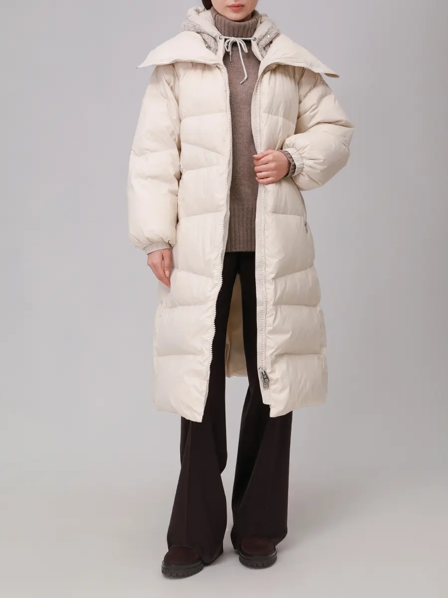 Пуховик стеганый PANICALE D371047CA 37D58B 0201 Бежевый  Фото 2