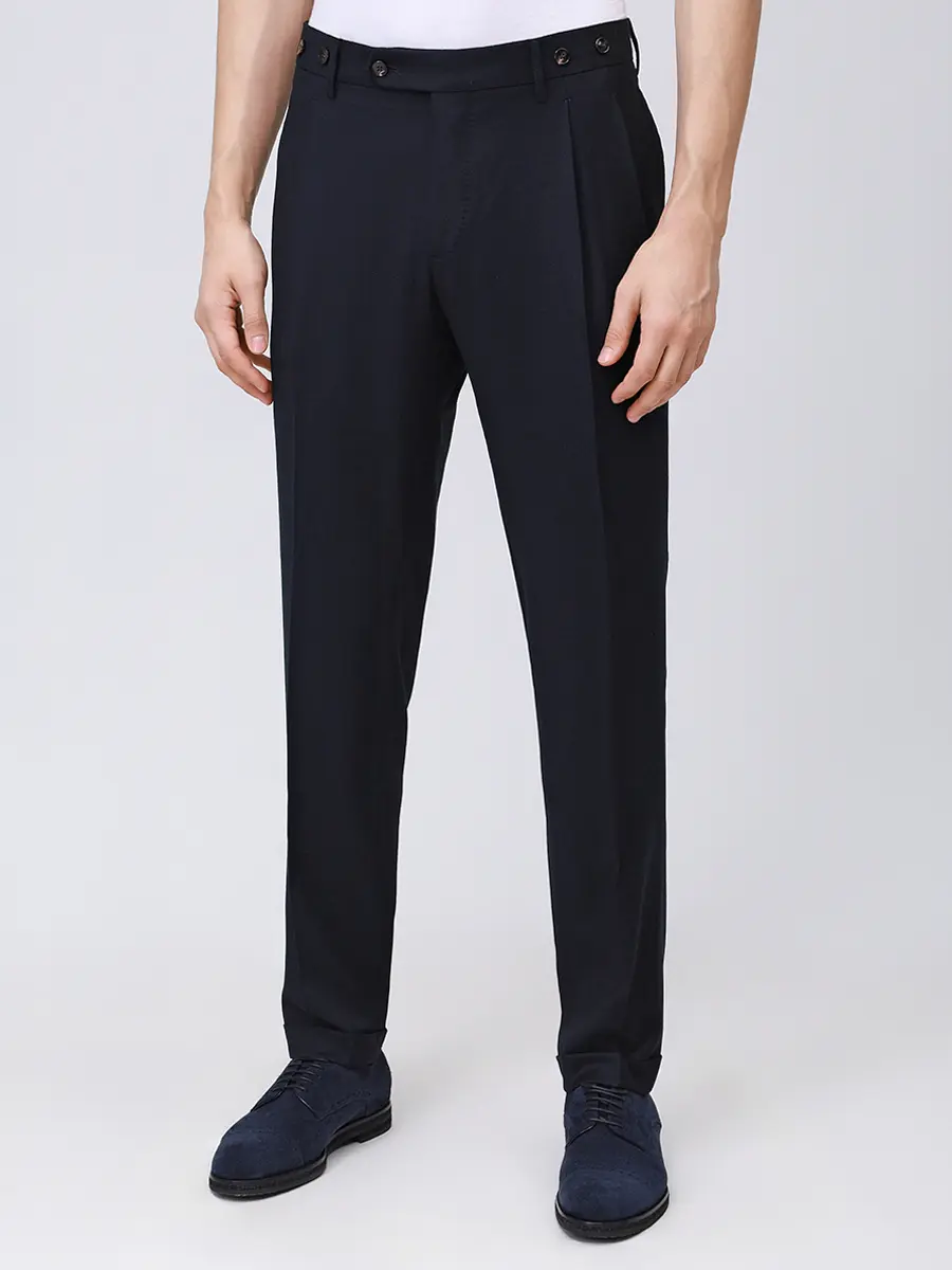 Брюки Contemporary Fit шерстяные BERWICH RD5470- BARBER LONG Темно- Синий  Фото 4