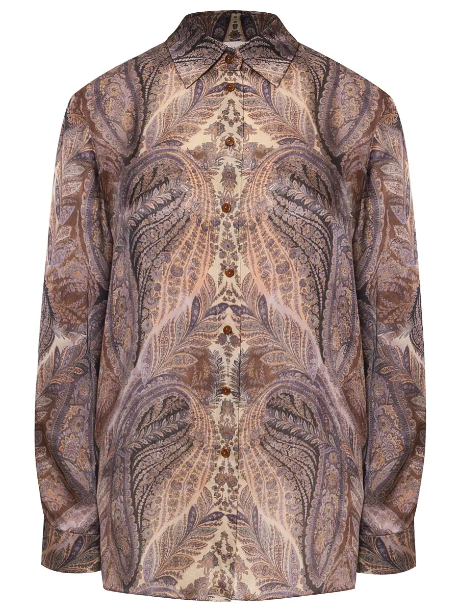 Рубашка шелковая ZIMMERMANN 5747TF251 Коричневый 