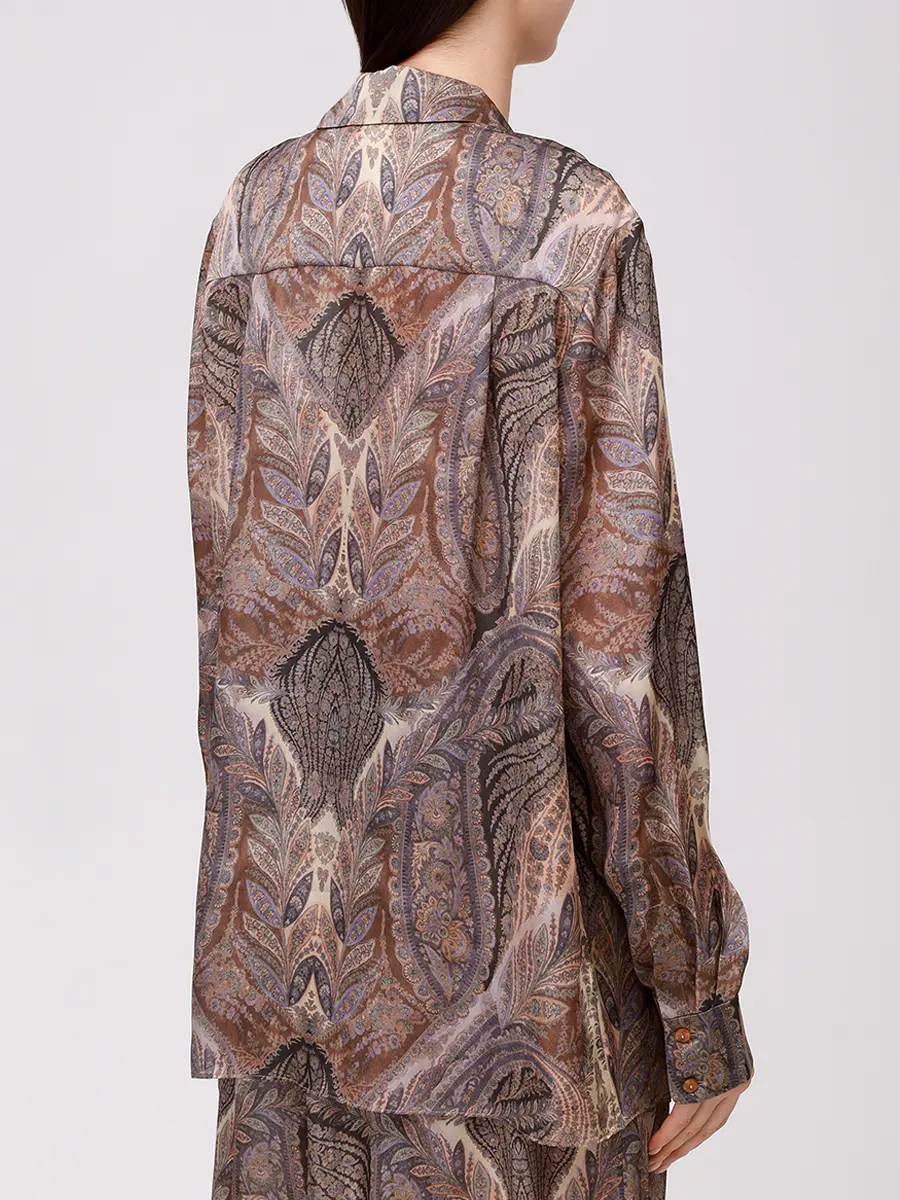 Рубашка шелковая ZIMMERMANN 5747TF251 Коричневый  Фото 3