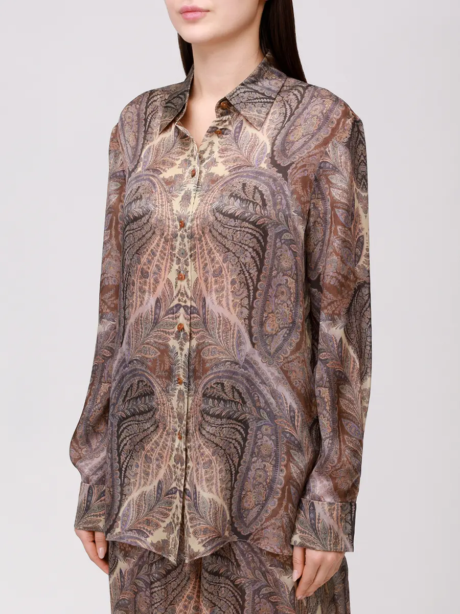 Рубашка шелковая ZIMMERMANN 5747TF251 Коричневый  Фото 4