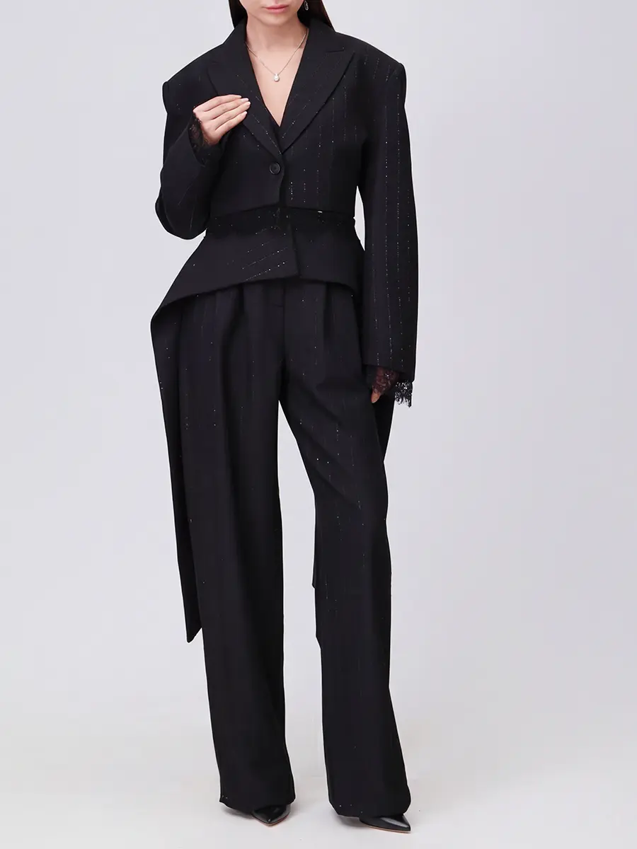 Костюм-тройка в полоску NISSA SS1348/VS1348/PS1348 BLACK Черный  Фото 2