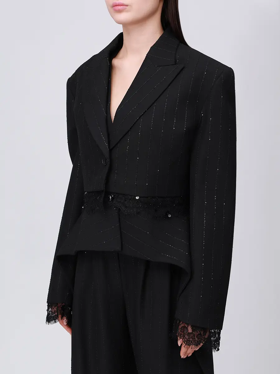 Костюм-тройка в полоску NISSA SS1348/VS1348/PS1348 BLACK Черный  Фото 4