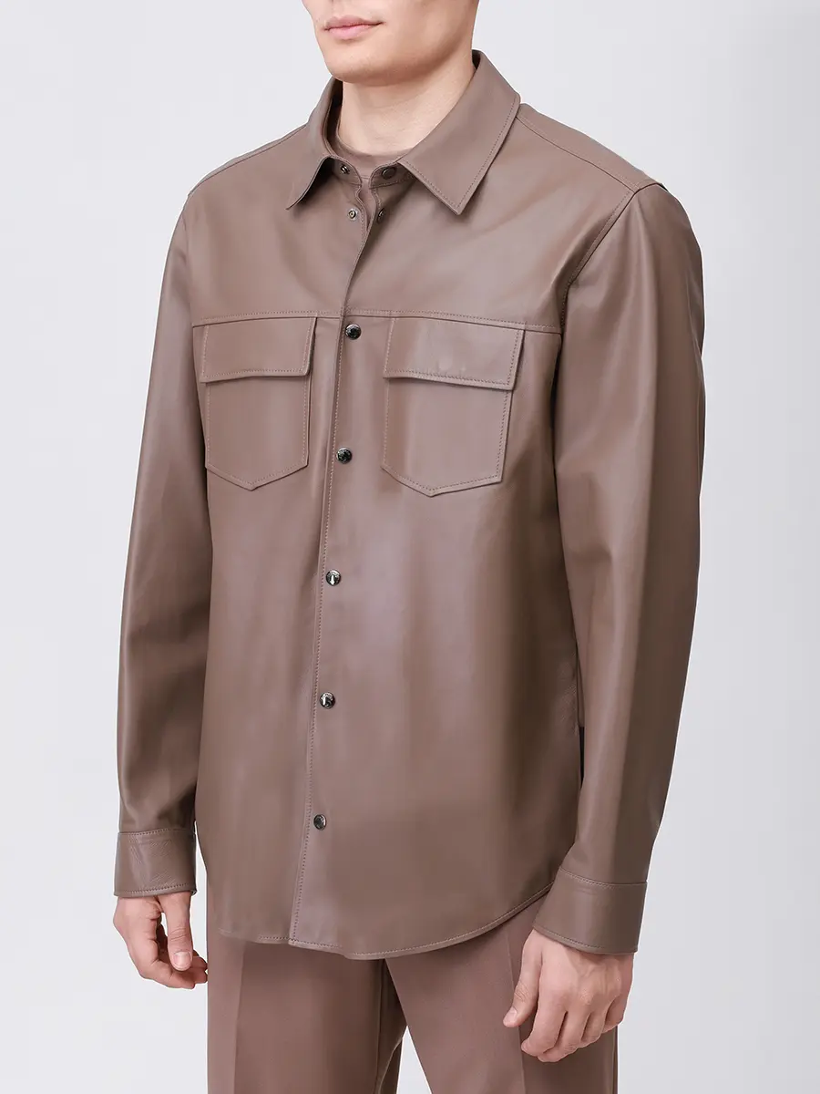 Рубашка кожаная Olli BOGNER 38909272/816 OLLI-L Коричневый  Фото 4