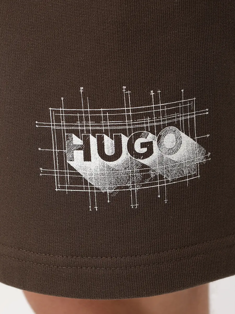Шорты хлопковые HUGO 50553499/208 Хаки  Фото 6