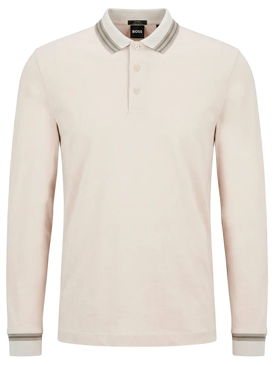 Поло Slim Fit хлопковое BOSS 50554530/131 Кремовый 