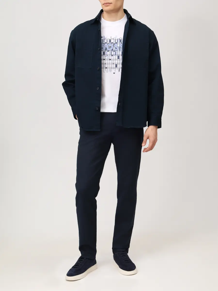 Рубашка Relaxed Fit хлопковая BOSS 50556121/404 Синий  Фото 2