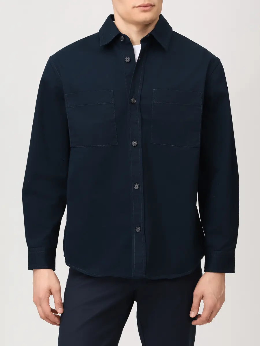 Рубашка Relaxed Fit хлопковая BOSS 50556121/404 Синий  Фото 4