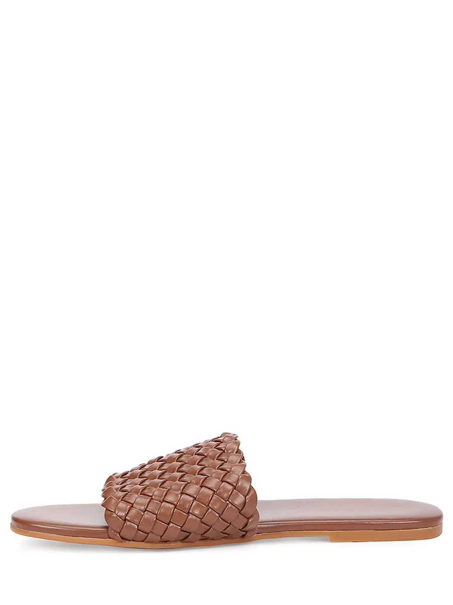 Шлепанцы кожаные MELISSA ODABASH Woven Slider Коричневый  Фото 3