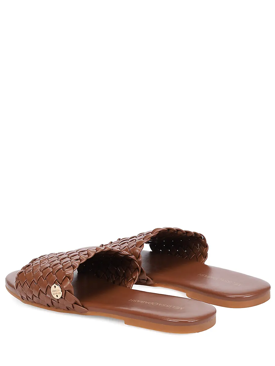 Шлепанцы кожаные MELISSA ODABASH Woven Slider Коричневый  Фото 4