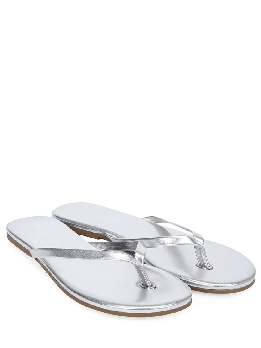 Шлепанцы кожаные MELISSA ODABASH Sandals Серебряный  Фото 2