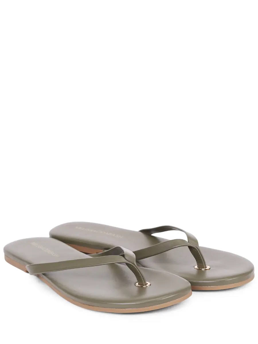 Шлепанцы кожаные MELISSA ODABASH Sandals Хаки  Фото 2