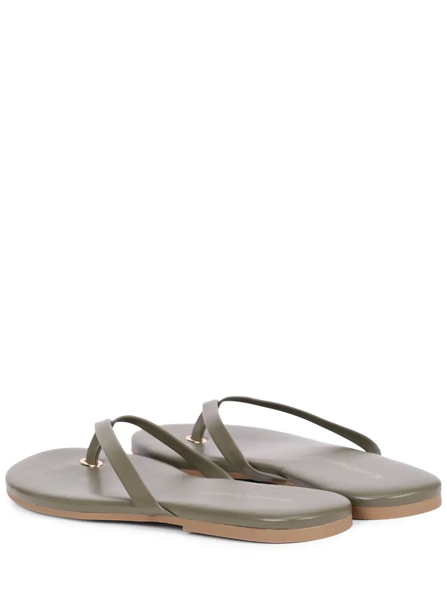 Шлепанцы кожаные MELISSA ODABASH Sandals Хаки  Фото 4