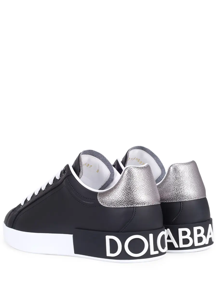 Кеды кожаные Portofino DOLCE & GABBANA CS2216 AH527 8B979 Черный  Фото 4