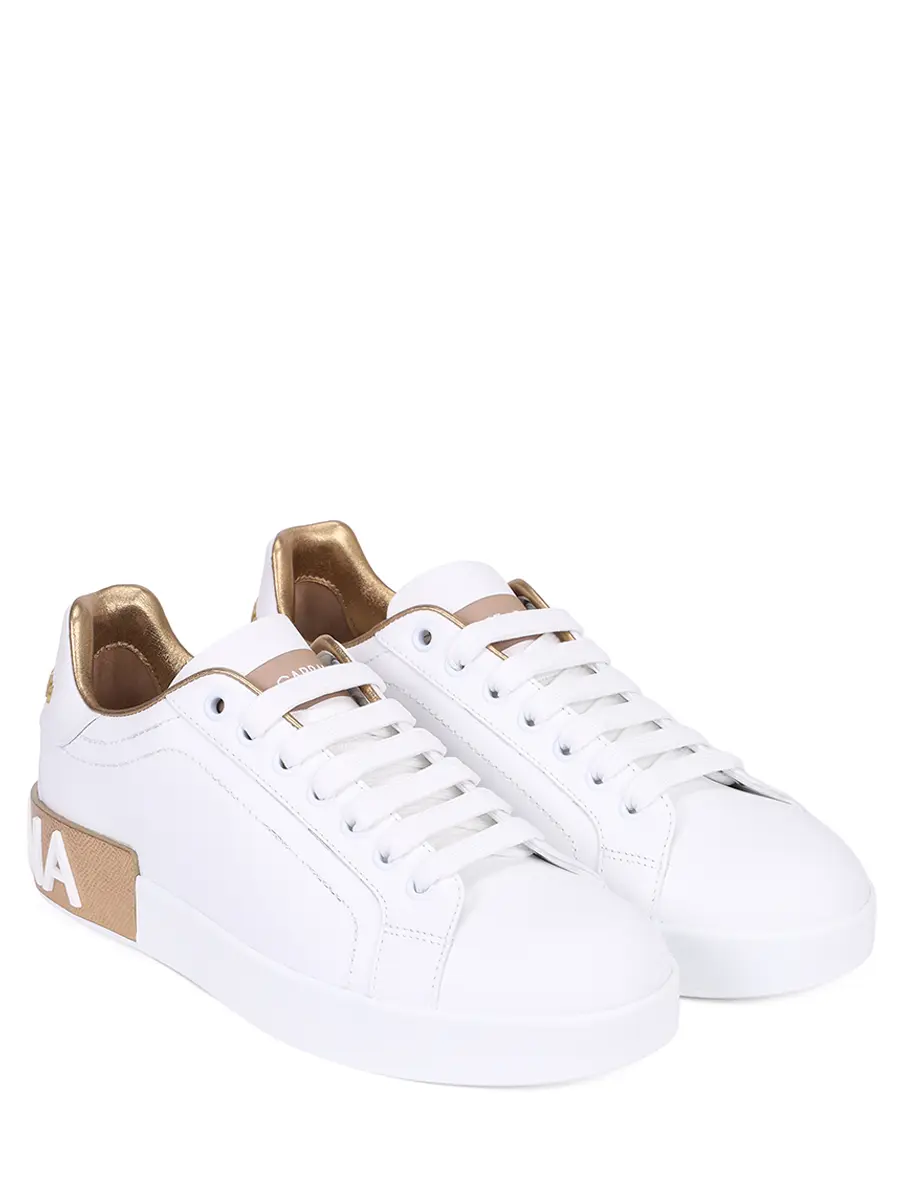 Кеды кожаные Portofino DOLCE & GABBANA CK1544 AX615 8L315 Белый  Фото 2