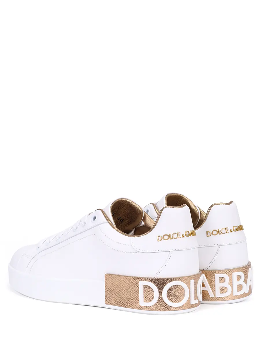 Кеды кожаные Portofino DOLCE & GABBANA CK1544 AX615 8L315 Белый  Фото 4
