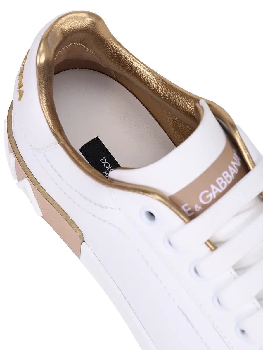 Кеды кожаные Portofino DOLCE & GABBANA CK1544 AX615 8L315 Белый  Фото 6